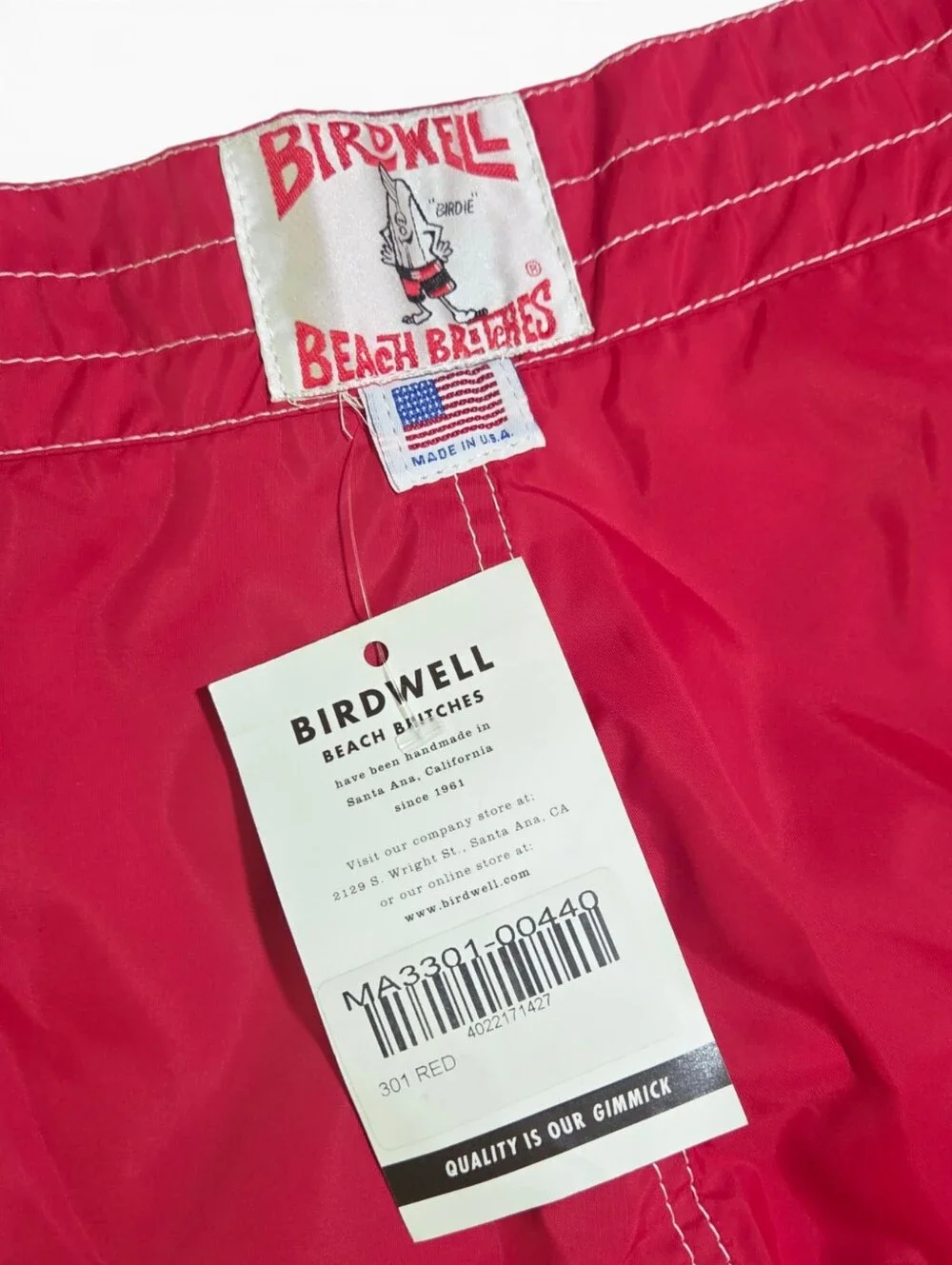 Birdwell Beach Britches Deadstock Vintage Men’s 40 Board Shorts Red Swim Trunks
